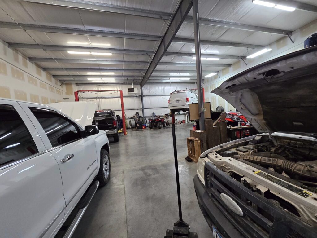 a view inside our mechanics shop doing winter repairs